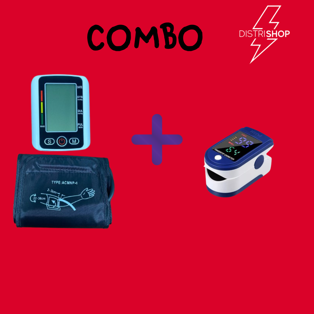 Combo Salud 2 en 1 – Tensiómetro Digital + Oxímetro de Pulso